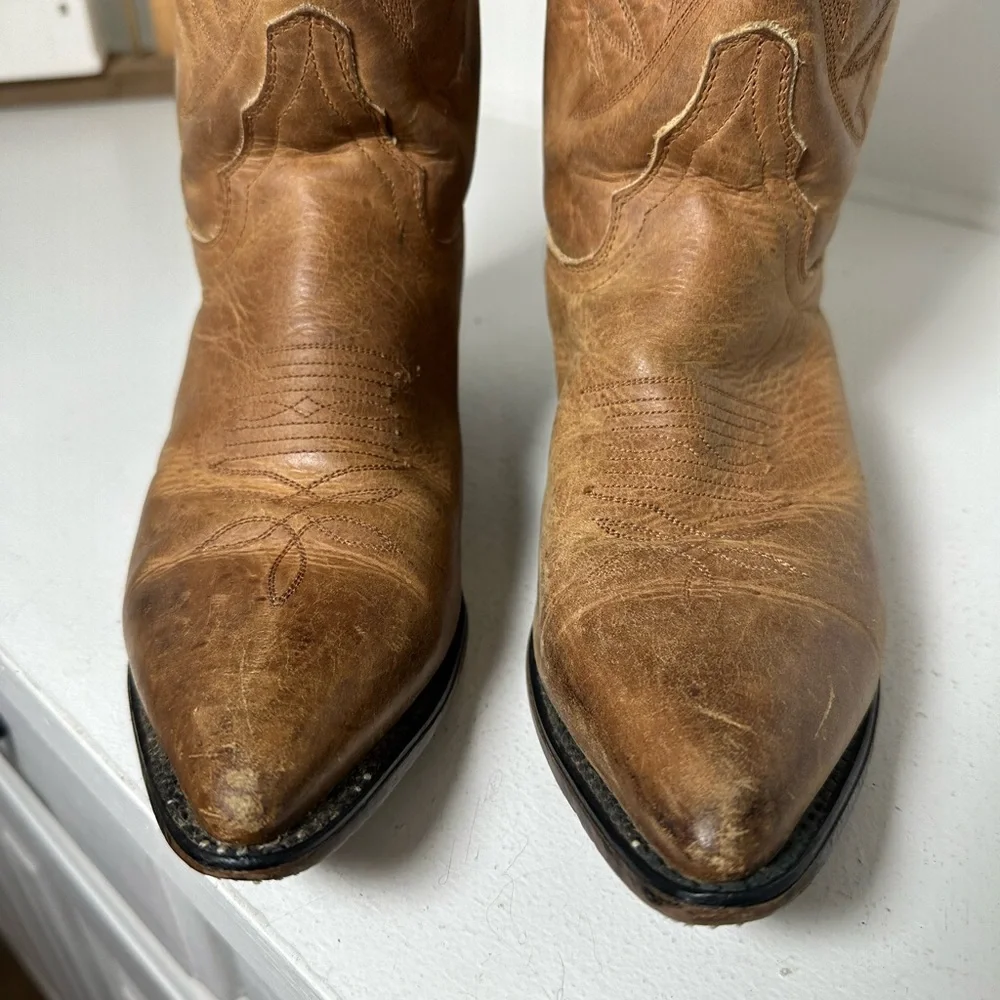 **SOLD**Diamond J Women’s Cowboy Boots Size 7.5 Tan Leather Western Boots - Picture 3 of 10